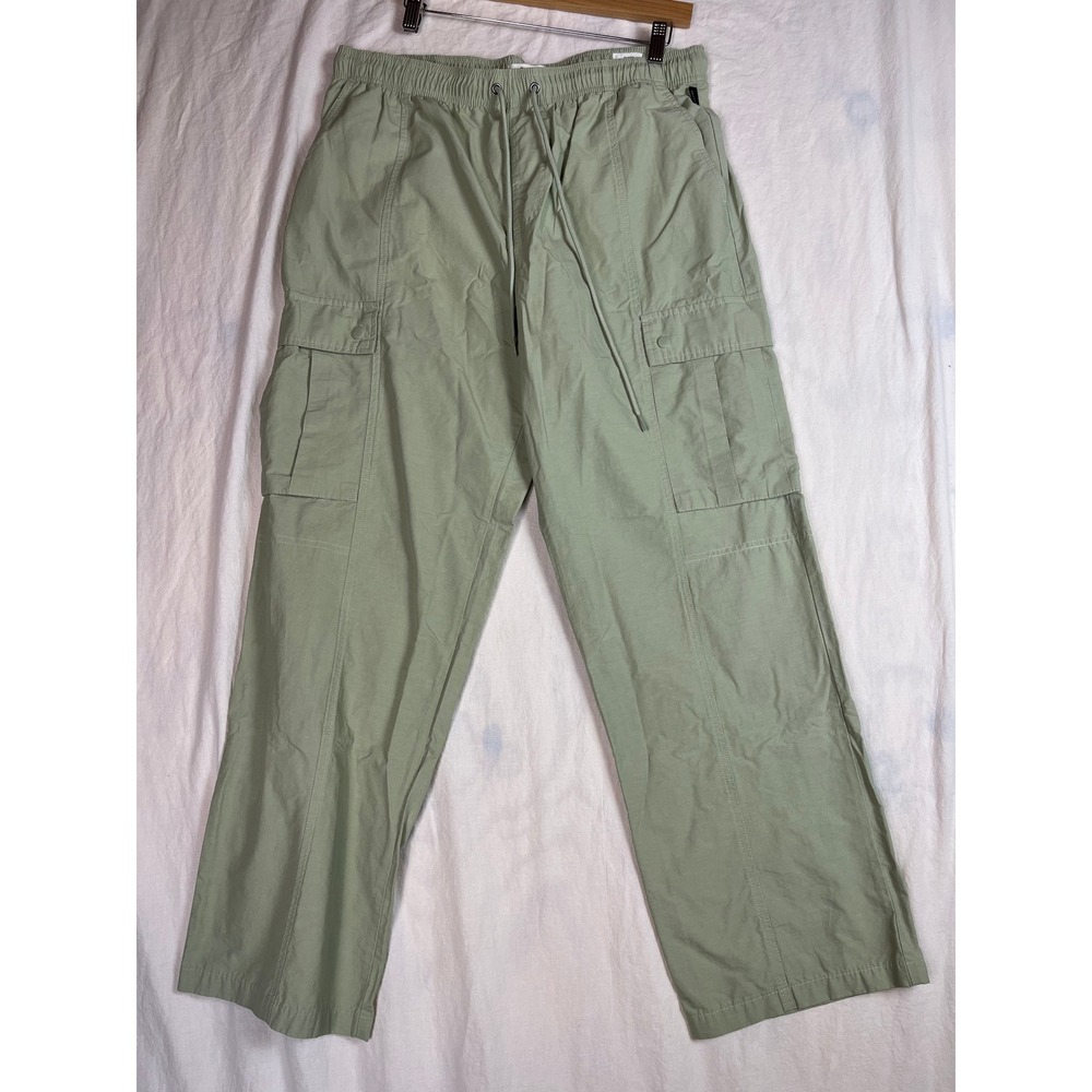 PacSun Baggy Cargo Pants Sage Green Utility Drawstring Wide Leg Womens Large